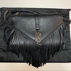 Yves Saint Laurent YSL Fringe Monogram Purse Bag